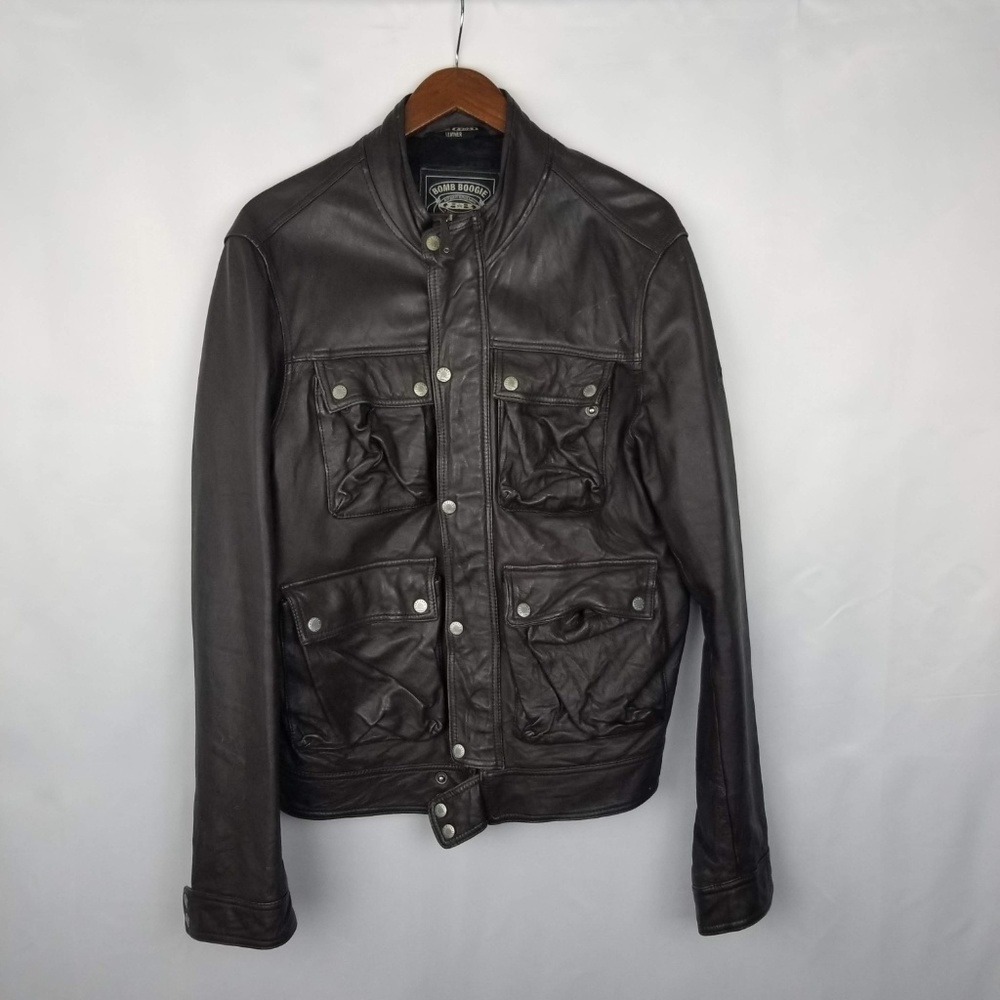 Bomb Boogie vintage leather trucker's jacket  XL